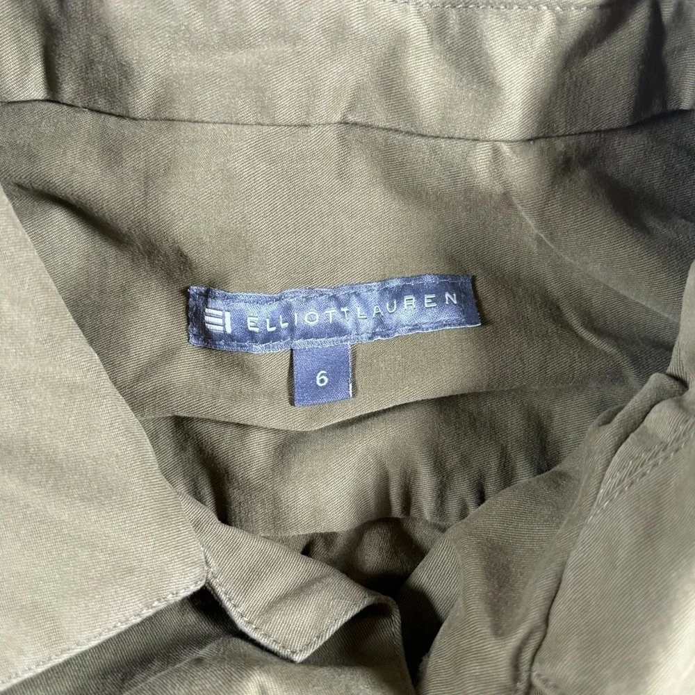 Elliott Lauren Olive Utility Jacket Womens 6 USA Made Button Front Coat